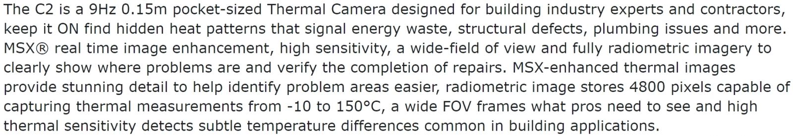 מצלמה תרמית FLIR C2 TEXT